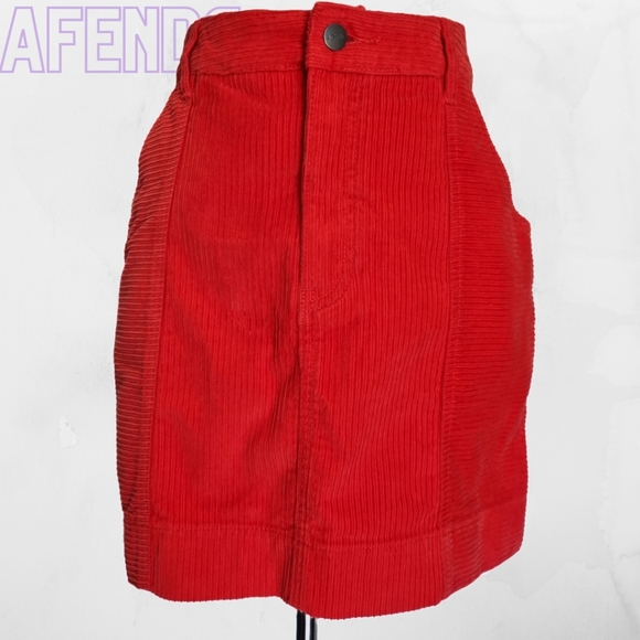 Afends Dresses & Skirts - Afends Gemini Red Mixed Corduroy Cotton Mini Skirt Size 12